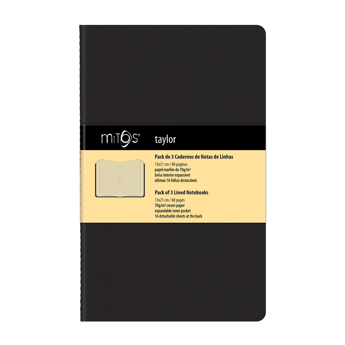 MITOS® TAYLOR-Pack3 Cadernos Notas Linhas(13x21cm)80pag